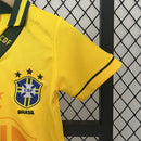 Conjunto Kit Infantil Seleção Brasil Home 1993/94 - Umbro Retrô - Amarela/Azul