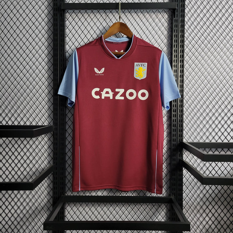 Camisa Aston Villa Home 2022/23 - Castore Torcedor Masculina - Bordo/Azul