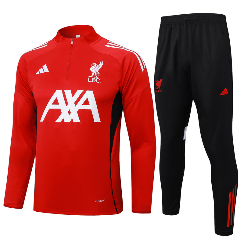 Conjunto de Treino Half Ziper Liverpool 2025/26 - Adidas Jaqueta + Calça - Vermelha/Preta