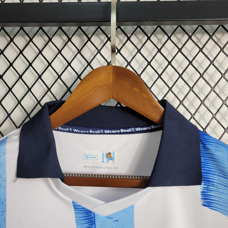 Camisa Real Sociedad Home 2023/24 - Torcedor Masculina - Branca/Azul