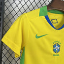 Conjunto Kit Infantil Seleção Brasil Home 2025/26 - Nike Torcedor - Amarela/Verde