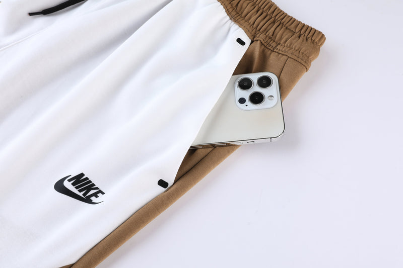 Kit Conjunto Nike Tech Fleece - Jaqueta e Calça- Caramelo/Branca