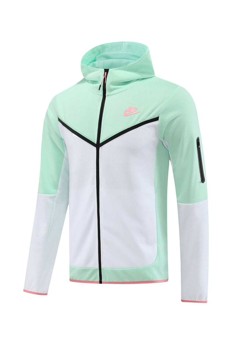 Kit Conjunto Nike Tech Fleece - Jaqueta e Calça- Verde/Branca