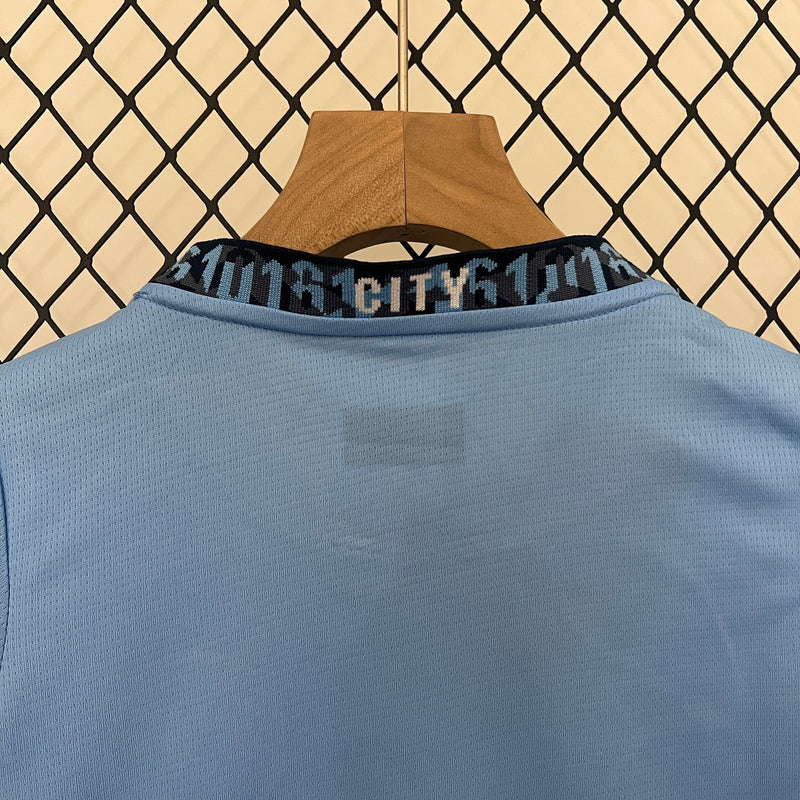 Kit Infantil Manchester City Away 2024/25 - Torcedor - Azul/Branca