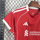 Conjunto Kit Infantil Liverpool Home 2025/26 - Adidas Torcedor - Vermelha/Branca