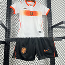 Conjunto Kit Infantil Seleção Holanda Away 2026/27 - Nike Torcedor - Branca/Laranja