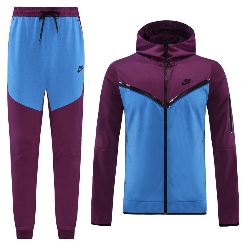 Kit Conjunto Nike Tech Fleece - Jaqueta e Calça- Bordo/Azul