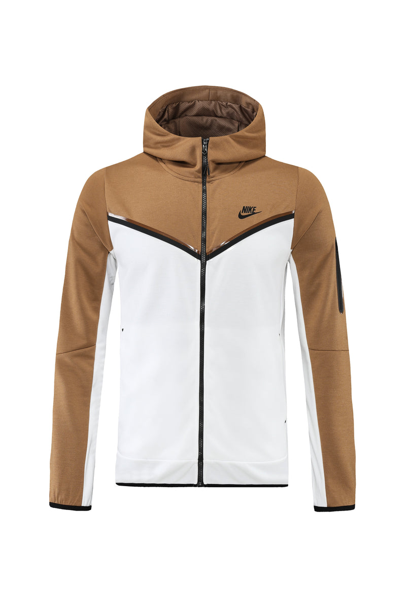 Kit Conjunto Nike Tech Fleece - Jaqueta e Calça- Caramelo/Branca
