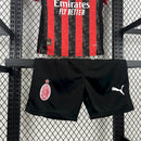 Conjunto Kit Infantil AC Milan Home 2025/26 - Puma Torcedor - Preta/Vermelha