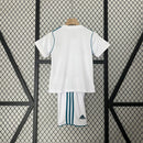 Conjunto Kit Infantil Real Madrid Home 2017/18 - Adidas Retrô - Branca/Azul