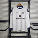 Camisa Manga Longa Manchester United Away 1999/00 - Umbro Retrô Masculina - Branca/Preta