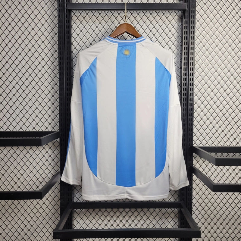 Camisa Manga Longa Seleção Argentina Home 2024/25 - Adidas Torcedor Masculina - Azul/Branca