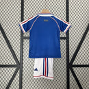 Conjunto Kit Infantil Seleção França Home 1998/99 - Adidas Retrô - Azul/Branca