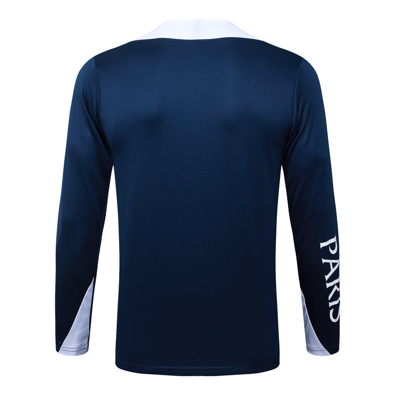 Conjunto Half Ziper PSG 2025/26 - Jordan Jaqueta + Calça - Azul/Branca