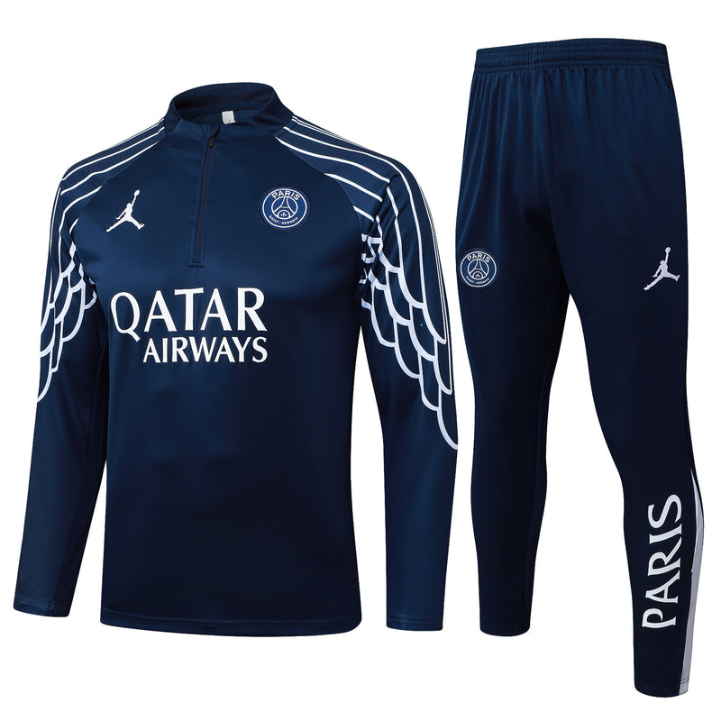 Conjunto Half Ziper PSG 2025/26 - Jordan Jaqueta + Calça - Azul/Branca