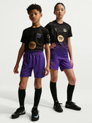 Conjunto Kit Infantil Pronta Entrega Barcelona Away 2026/27 - Nike Torcedor - Preta/Roxa