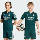 Conjunto Kit Infantil Pronta Entrega Real Madrid Away 2026/27 - Adidas Torcedor - Verde/Branca