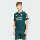 Conjunto Kit Infantil Pronta Entrega Real Madrid Away 2026/27 - Adidas Torcedor - Verde/Branca
