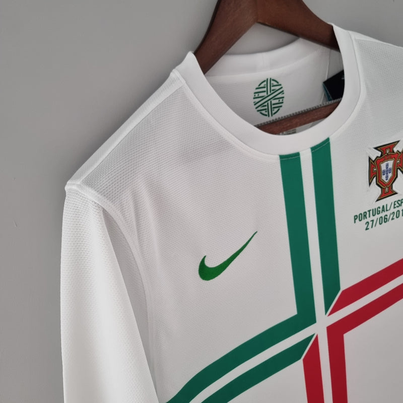 Camisa Manga Longa Seleção Portugal Away 2012 - Nike Retrô Masculina - Branca/Vermelha