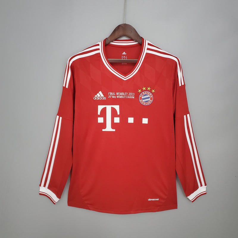 Camisa Manga Longa Bayern de Munique League Home 2013/14 Adidas Retrô Masculina - Champions League - Vermelha/Branca