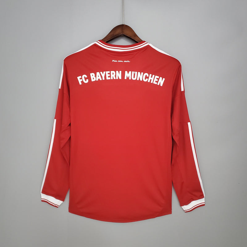 Camisa Manga Longa Bayern de Munique League Home 2013/14 Adidas Retrô Masculina - Champions League - Vermelha/Branca