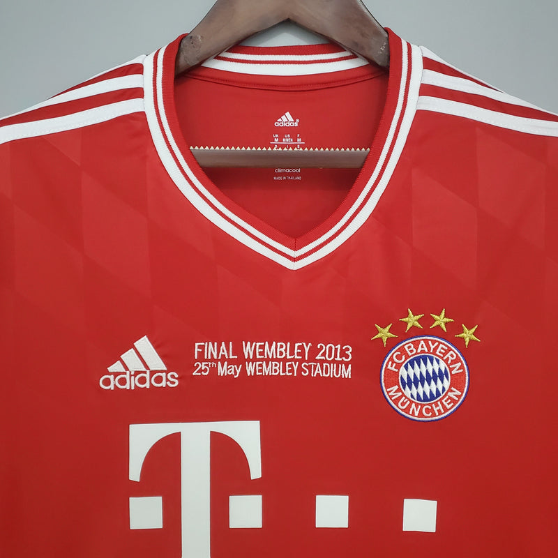 Camisa Manga Longa Bayern de Munique League Home 2013/14 Adidas Retrô Masculina - Champions League - Vermelha/Branca