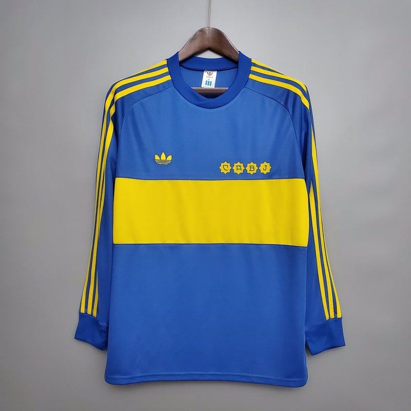 Camisa Manga Longa Boca Juniors Home 1981 - Adidas Retrô Masculina - Azul/Amarela