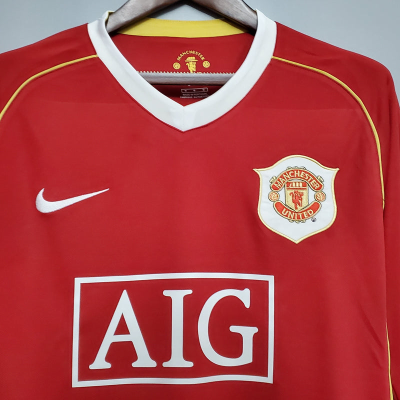 Camisa Manga Longa Manchester United 2006/07 - Nike Retrô Masculina - Vermelha/Branca