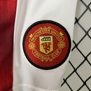 Conjunto Kit Infantil Manchester United Home 1996/97 - Umbro Retrô - Vermelha/Branca