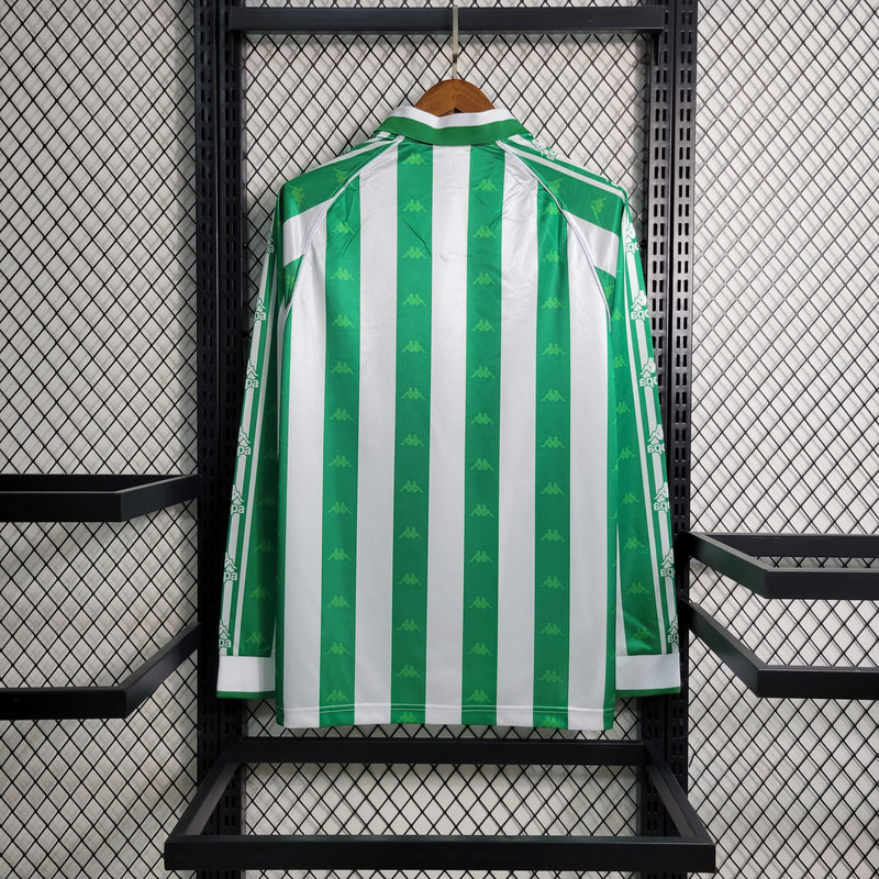 Camisa Real Betis Manga Longa 1995/97 - Kappa Retrô Masculina - Verde/Branca