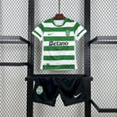 Conjunto Kit Infantil Sporting Home 2025/26 - Nike Torcedor - Branca/Verde