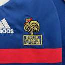 Conjunto Kit Infantil Seleção França Home 1998/99 - Adidas Retrô - Azul/Branca