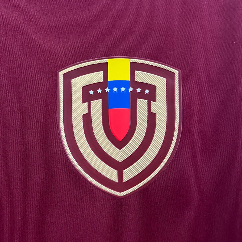 Camisa Seleção Venezuela Home 2024/25 - Adidas Torcedor Masculina - Bordo/Dourada