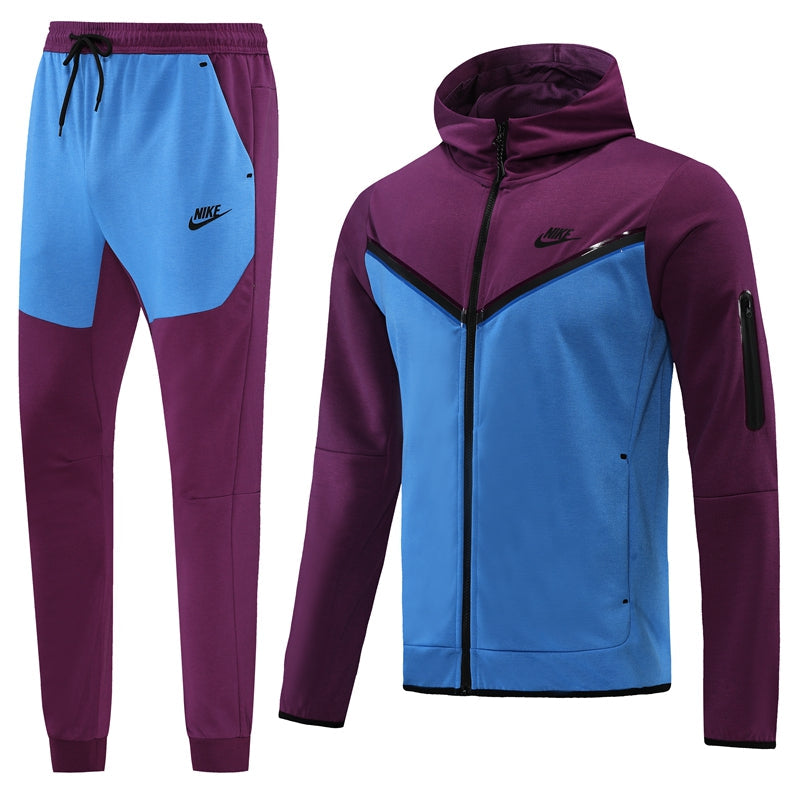 Kit Conjunto Nike Tech Fleece - Jaqueta e Calça- Bordo/Azul