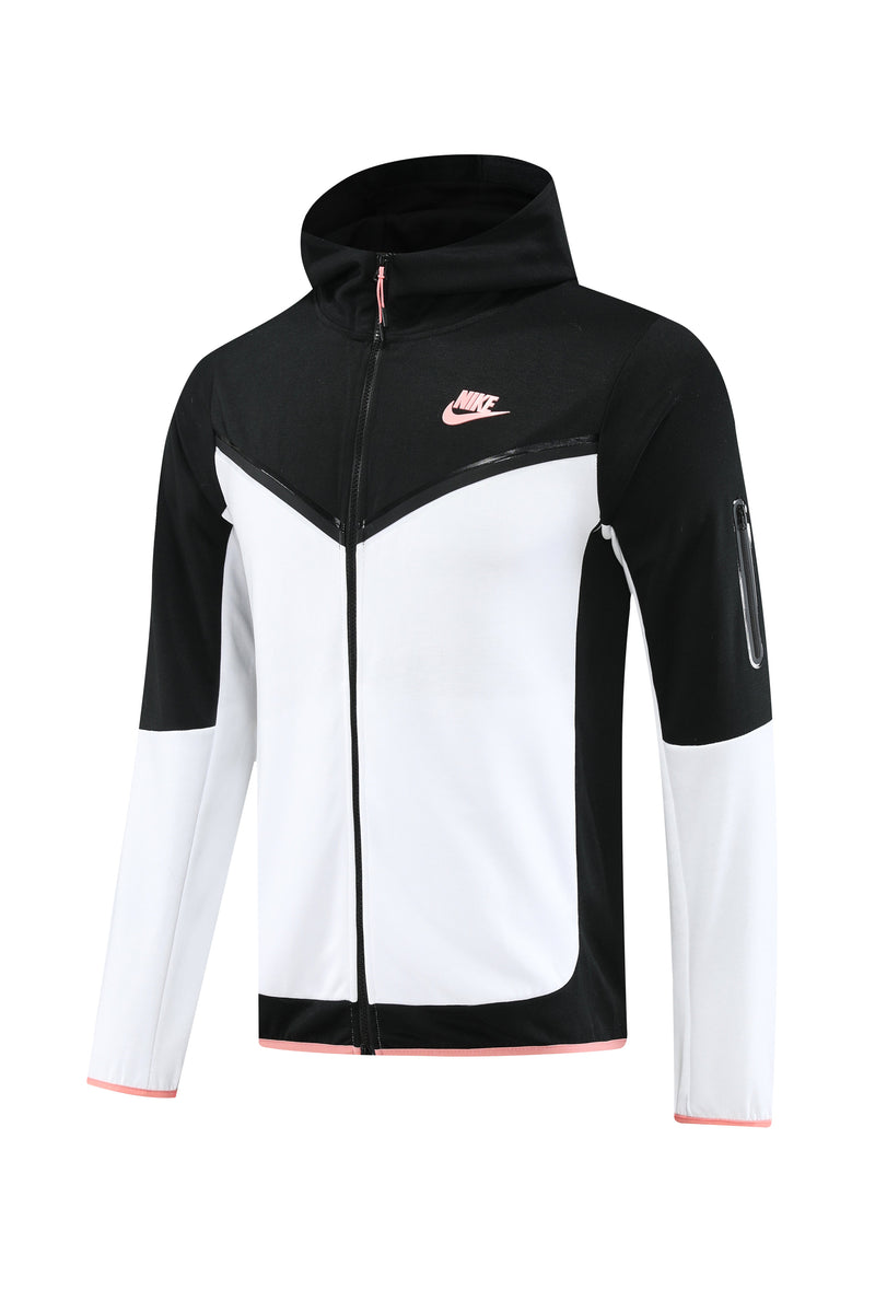 Kit Conjunto Nike Tech Fleece - Jaqueta e Calça- Branca/Preta