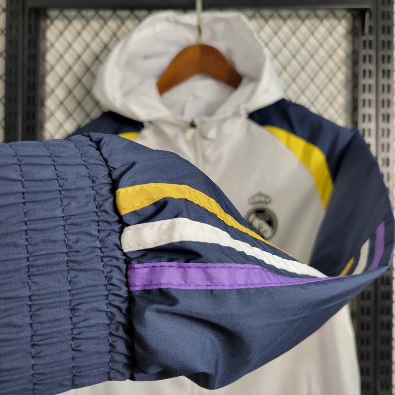 Jaqueta Corta Vento Real Madrid Adidas - Branca/Azul