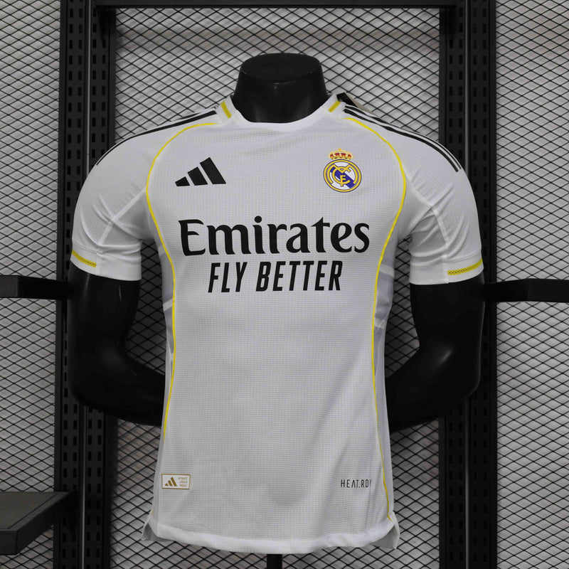 Camisa Real Madrid Home 2025/26 - Adidas Jogador Masculina - Branca/Preta