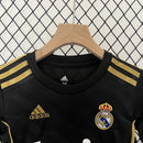Conjunto Kit Infantil Real Madrid Away 2011/12 - Adidas Retrô - Preta/Dourada