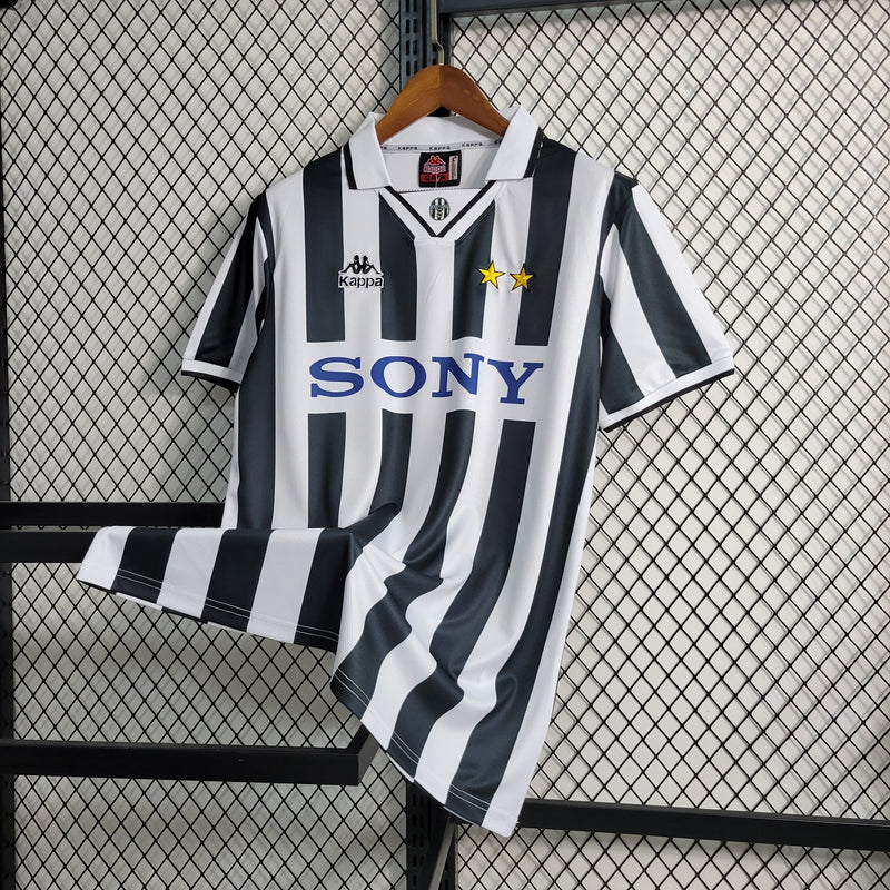 Camisa Juventus Home 1995/97 - Kappa Retrô Masculina - Preta/Branca