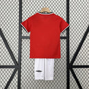 Conjunto Kit Infantil Manchester United Home 2000/01 - Umbro Retrô - Vermelha/Branca