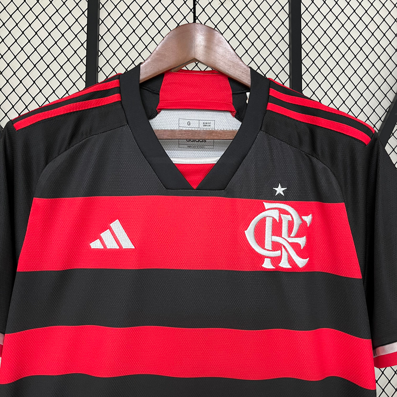 Camisa Flamengo Home  2024/25 - Adidas Torcedor Masculina - Vermelha/Preta