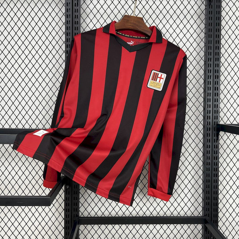 Camisa AC Milan Manga Longa Edição Especial 125 anos 2024/25 - Puma Torcedor Masculina - Vermelha/Preta