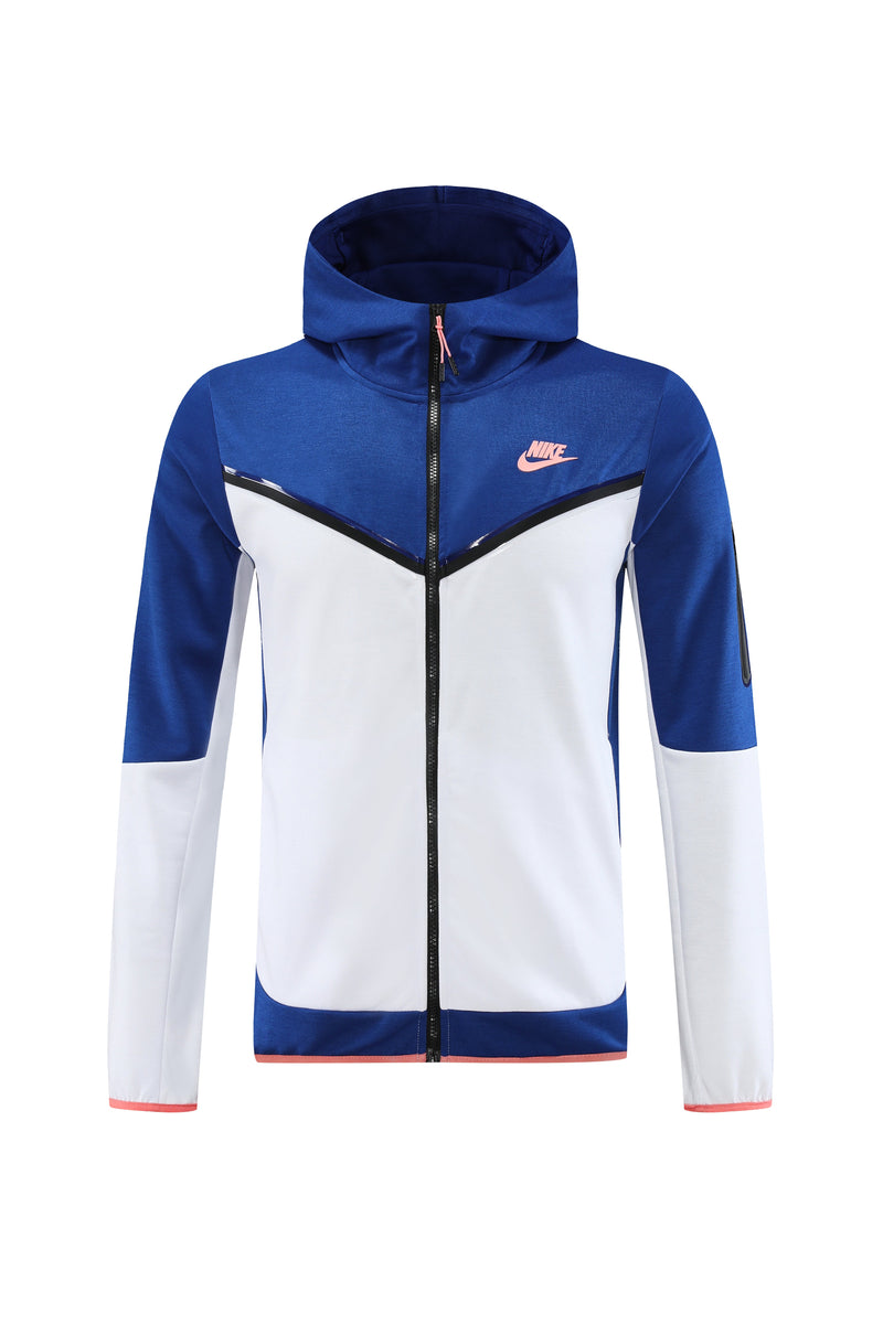 Kit Conjunto Nike Tech Fleece - Jaqueta e Calça- Azul/Branca