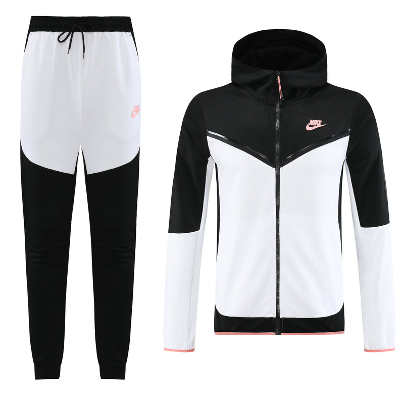 Kit Conjunto Nike Tech Fleece - Jaqueta e Calça- Branca/Preta