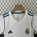 Conjunto Kit Infantil Real Madrid Home 2017/18 - Adidas Retrô - Branca/Azul