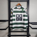 Camisa Manga Longa Sporting Home 2001/02 - Rebook Retrô Masculina - Branca/Verde