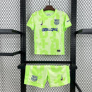 Conjunto Kit Infantil Barcelona Third Edição Travis Scott 2024/25 - Nike Torcedor - Verde/Azul