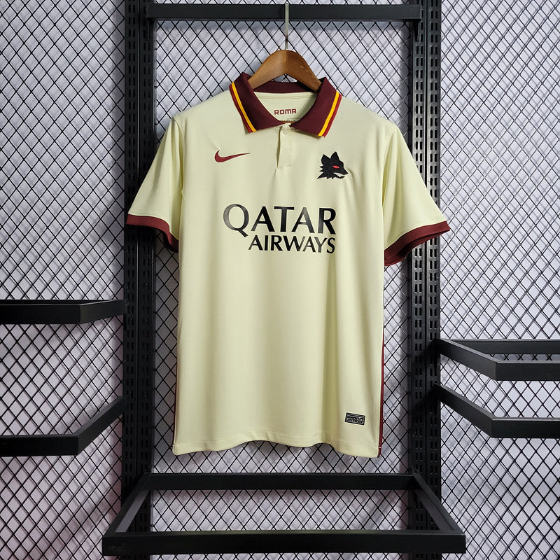 Camisa Roma Away 2021/22 - Nike Torcedor Masculina - Bege/Bordo
