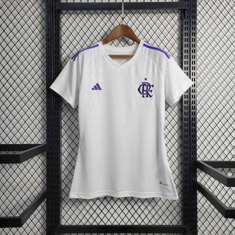 Camisa Flamengo Goleira 2023/24 - Adidas Torcedor Feminina - Branca/Lilás