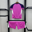 Conjunto Kit Infantil Real Madrid Goleiro 2025/26 - Adidas Torcedor - Rosa/Roxa
